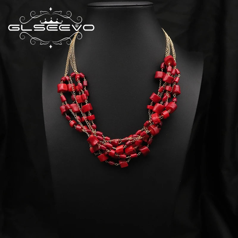 Lot De Colliers Fantaisie Ras Du Cou - Perles Roses Rouges - 139 Grammes - Occasion