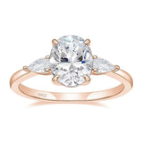 Bague 3 diamants en argent 925 couleur rose gold avec 3 zircones.