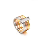 Bague 3 or en acier inoxydable avec 3 anneaux, un argenté, un doré et une rose gold.