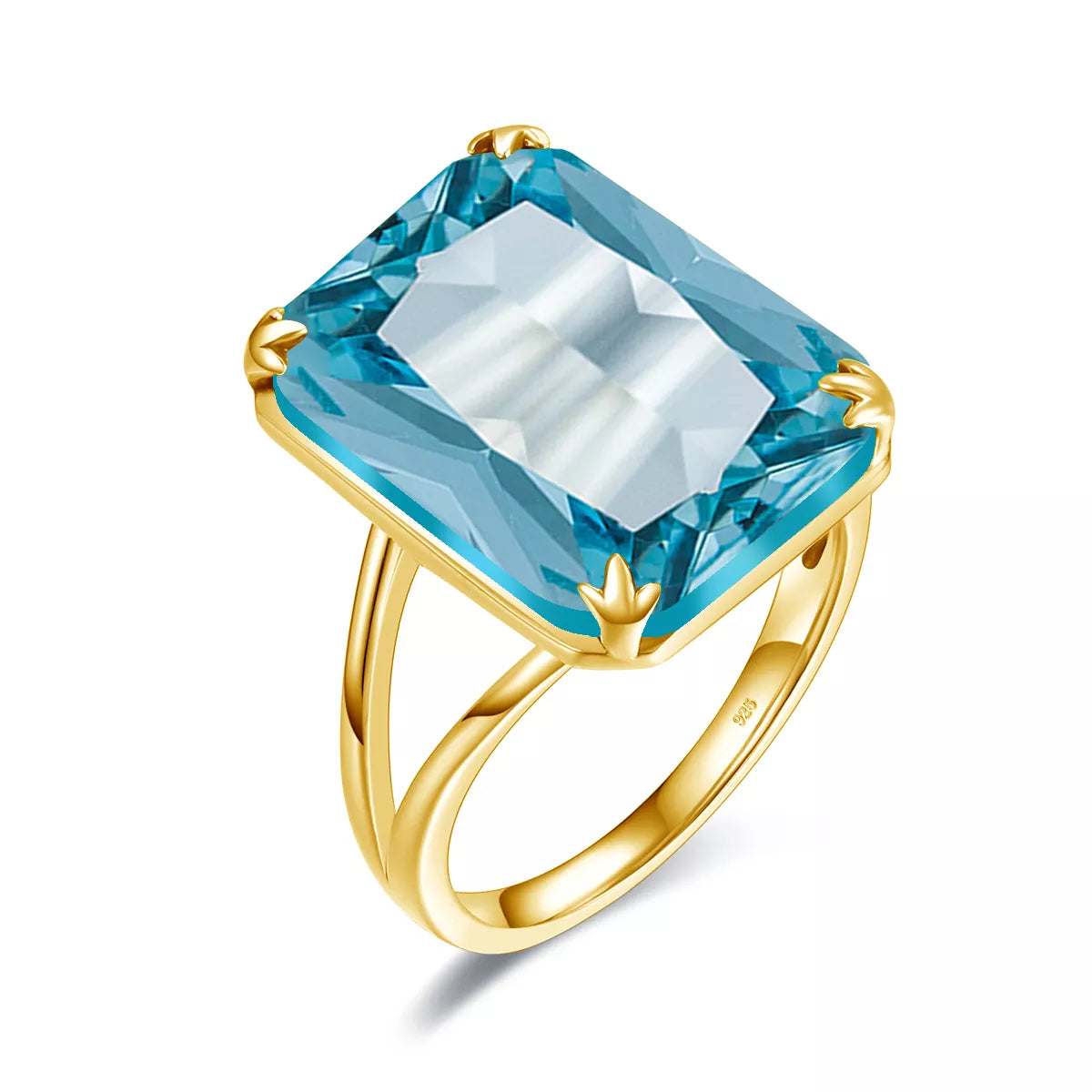 Bague Or jaune Aigue-marine Céleste Bague Or jaune Aigue-marine Céleste