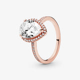 Bague diamant avec anneau couleur or rose et petit zircons