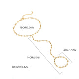 Bracelet bague dorée pour femme avec ses dimensions indiquées.