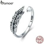 bague plume argent