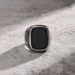 bague pierre noire homme