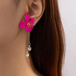 boucle d'oreille rose fushia