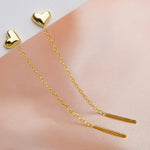 Stainless Steel Heart Dangle Earring Geometric Ball Long Tassel Chain Drop Earrings for Women Minimalism Ear Line Kpop Jewelry