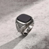 bague pierre noire homme