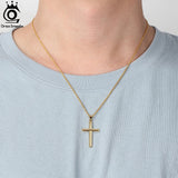 collier croix homme or