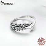 bague plume argent