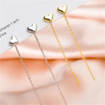 Stainless Steel Heart Dangle Earring Geometric Ball Long Tassel Chain Drop Earrings for Women Minimalism Ear Line Kpop Jewelry