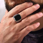 bague pierre noire homme