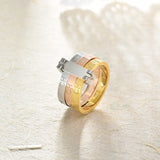 Bague 3 or triple anneau en acier inoxydable.