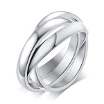 Bague 3 ors en acier inoxydable avec 3 anneaux de couleur argentée.