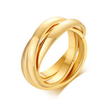 Bague 3 ors en acier inoxydable avec 3 anneaux de couleur dorée.
