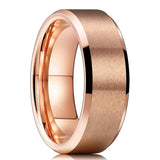 Bague acier homme à anneau brossé de couleur rose gold.