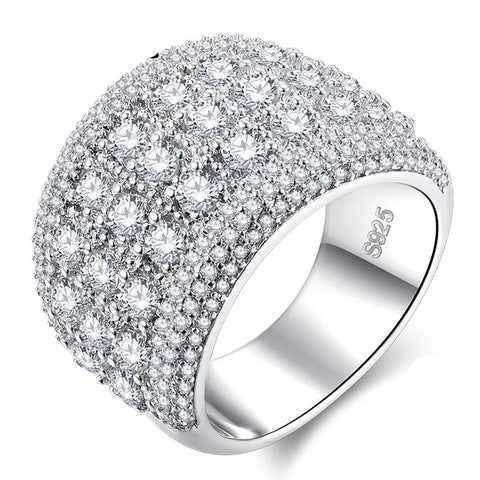 Bague argent femme large en argent sterling 925 et zircones.