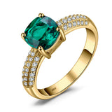 Bague de fiançailles emeraude en argent sterling 925 et pierre émeraude verte.