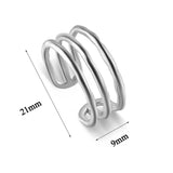 Bague de pouce femme couleur argentée avec 3 anneaux fins.