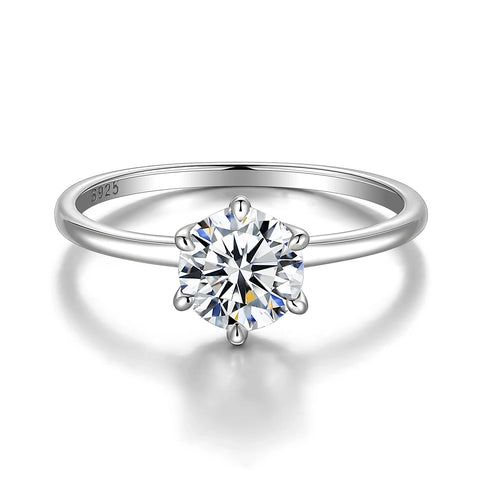Bague diamant mariage en argent sterling 925 avec une moissanite de 1 carat.