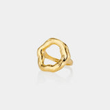 Bague dorée en acier inoxydable pour femme avec motif cercle.