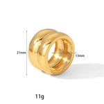 Bague dorée en acier inoxydable avec ses dimensions et son poids.