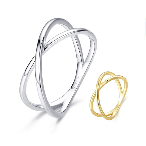 Deux bagues double en argent, une argentée et une dorée.