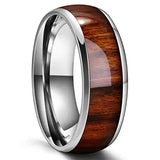 Bague en bois et acier inoxydable épaisse de 8 mm.
