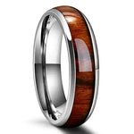 Bague en bois et en acier inoxydable, d'une épasseur de 6 mm.