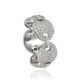 Bague graine de café en cuivre couleur argenté avec des strass.