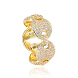 Bague graine de café couleur dorée avec un anneau pavé de strass.