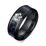 Bague homme gravure en acier inoxydable noir.