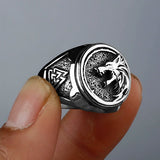 Bague loup unisexe en acier inoxydable.