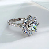 Bague marguerite diamant moissanite 1 carat et argent terling 925.