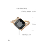 Bague noir femme avec les indications sur ses pierres, son métal et sa taille.