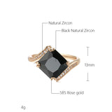 Bague noir femme avec les indications sur ses pierres, son métal et sa taille.