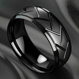 Bague noire homme en acier inoxydable.