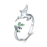 Bague oiseau en argent sterling 925 pour femme.