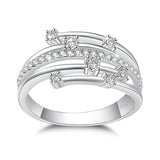 Bague originale argent sterling 925 multi anneaux avec des zircones.
