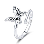Bague papillon en argent 925 à design ouvert couleur argenté.