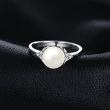 Bague perle en argent sterling avec perle d'eau douce blanche ronde.