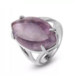 Bague pierre naturelle en cuivre avec une pierre améthyste ovale.