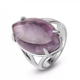 Bague pierre naturelle en cuivre avec une pierre améthyste ovale.