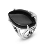 Bague pierre naturelle en cuivre avec une pierre onyx noirovale.