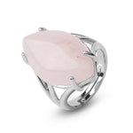 Bague pierre naturelle en cuivre avec une pierre quartz rose ovale.