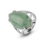 Bague pierre naturelle en cuivre avec une pierre aventurine ovale.