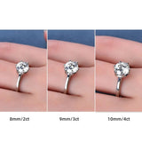 3 bagues platine en argent 925 plaqué platine, une avec une moissanite 2 carat, une 3 carat et une autre 4 carat.