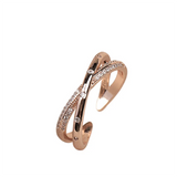 Bague pour femme en alliage de zinc à double anneau couleur or rose.