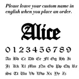 Police d'écriture 1 pour la bague prénom personnalisée, affichant l'alphabet.