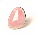 Bague imitation quartz rose en cuivre et en cristal.