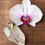 Bague qui change de couleur en alliage de zinc, avec une pierre ovale orange qui change de couleur selon votre humeur.